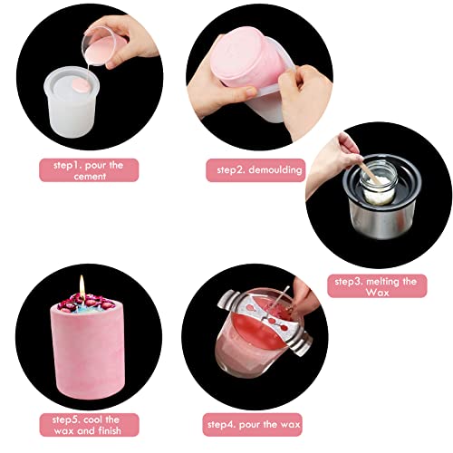 Mity Rain Concrete Molds For Candle Jar, Large Silicone Cement Mold Candle Vessels Mold With Lid, Cylinder Candle Pot Molds For Candle Making #TOP4