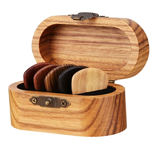 BIUDECO 箱 ピックボックス ギター グッズ ギターグッズ 実用的なアクセサリー 演奏用品 ギフト ベースピックホルダー バチ 容器 コンテナ付き木製