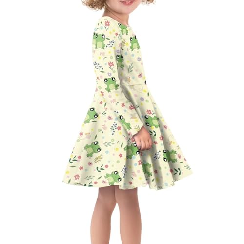 Cute Long Sleeve Dresses for Girls Size 3-16 Knee Length Dresses Girls Skater Dress for Casual Winter4