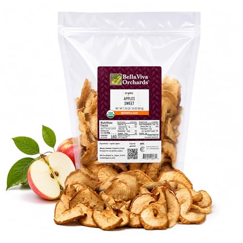 Bella Viva Organic Dried Apples, 1.5 lb – Washington-Grown, Skin-On