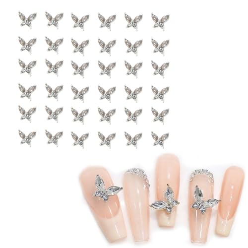 CHENLONB アクセサリー 蝶 ジルコン ネイルパーツ 3D 立体 可愛い ストーン キラキラ 小さい ラインストーン クリア ネイルアート デコ用 DIY 服装使用 30個
