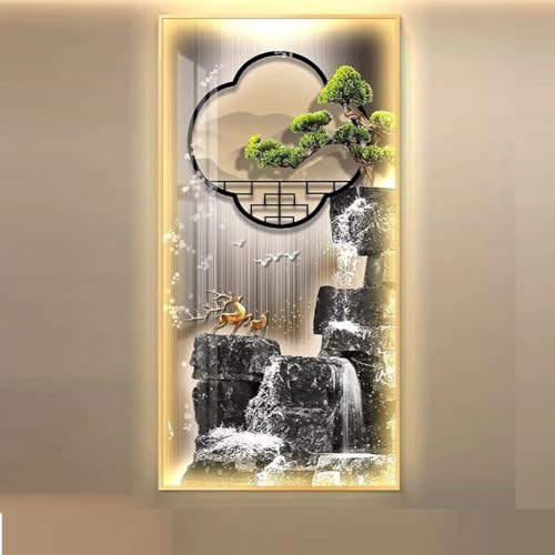 Peinture murale 3D éclairée avec lumières LED décoration salon moderne 40x80cm