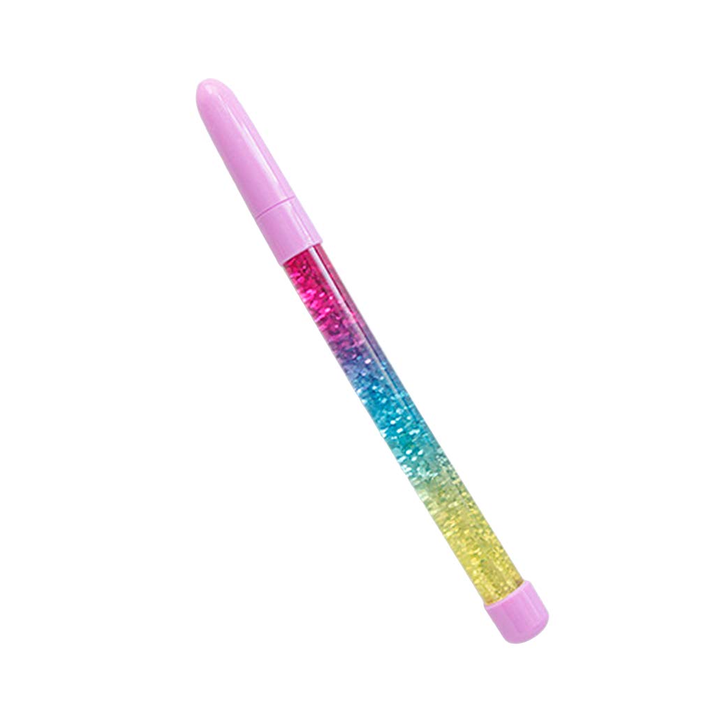Eliky Cute 0.7mm Rainbow Color Fairy Stick Drift Sand Glitter Crystal Ball Point Pen