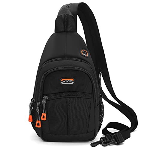 Sling Bag Brusttasche Sling Rucksack Herren Damen Schulterrucksack Oxford-Stoff Schultertasche Crossbody Umhängetasche Backpack mit verstellbarem Schultergurt für Reisen Wandern Camping (Schwarz) Cover