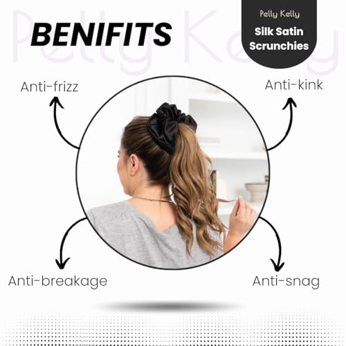 Image of Satin Scrunchies Hair Bands for Women | No-Damage Elastic Hair Ties for Ponytails & Buns | Fluffy & Stylish Rubber Bands | Large Size | Pack of 5