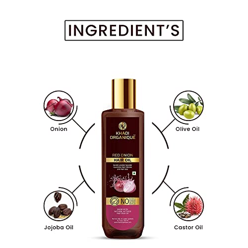 Image of Khadi Organique Red Onion Hair Oil & Castor Oil Hair Cleanser (Pack of 2) 300 ml