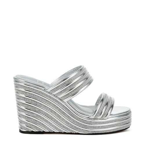 Image of London Rag Metallic Faux Leather Wedge Sandals