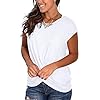 Jescakoo-Womens-Short-Sleeve-Round-Neck-T-Shirt-Front-Twist-Tunic-Tops-Casual-Loose-Fitted Juniors Cute Summer Tops with Twist Solid Trendy Tunic Tops Blouse White M