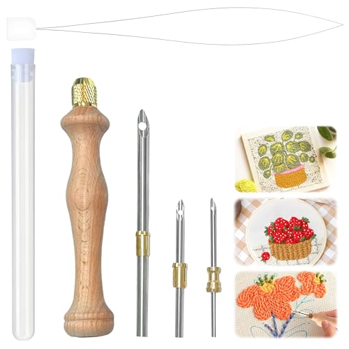 Kreatives Punch Needle Set mit fester Punch Needle in drei Größen komplettem Punch Needle Set Anfänger und präzisem Stickstift Set Punch-Nadel für vielseitige Stanznadel Set Projekte