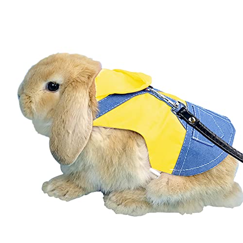 Arnés de Conejo Suave Ajustable con elástico, Chaleco de hámster de arnés de Conejo con Correa elástica para arnés y Correa de Mascota de Gatito de Animal pequeño (Gelb 14cm-S) Cover