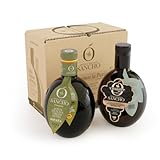 Aceite y Vinagre Extra Sancho | Pack 2 Botellas de 500 ml cada una | Arbequina & Vinagre de Vino Blanco envejecido en barrica de roble francés 4 años