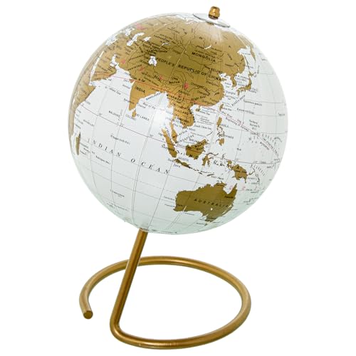 GLOBO TERRÁQUEO 23559 BLANCO C/PIE DORADO_°16X25CM