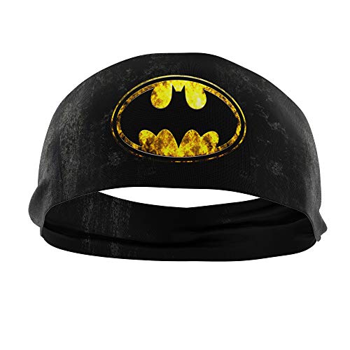RAVEbandz PRO Wide Stretch Headband Moisture-Wicking | Premium Performance Fabric for Women and Girls | Great for Sports and Fitness (SUPERHERO RHINESTONE LOGOS) (Batman)