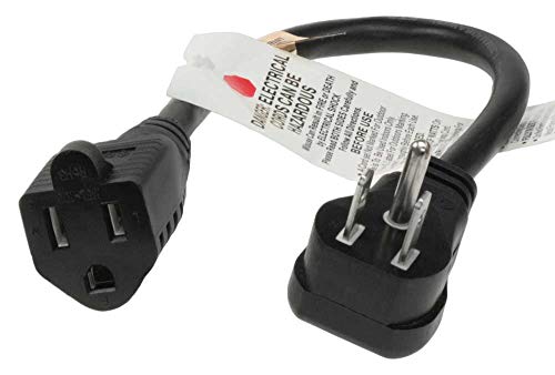 SF Cable, 1ft 16 AWG Outlet Saver Power Extension Cord (NEMA 5-15R to NEMA 5-15P) Wall Side Right Angle