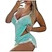 Produktbild MEITING Damen Satin Schlafanzug Ärmellos Nachthemd Sexy Nachtwäsche Frauen Spitze Pyjama Set Bequem Dessous Zweiteiliger Cami Top + Kurz Shorts Negligee Sleepwear Loungewear, 002-minzgrün, L