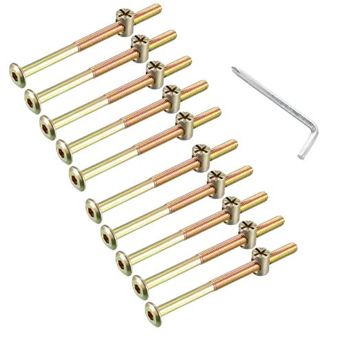 10 PCS M6*110mm Furniture Bolt Nut Set Zinc Plated Hex Socket Screw With L Type Wrench for Furniture Cots Beds Crib and Chairs (M6*110mm)
