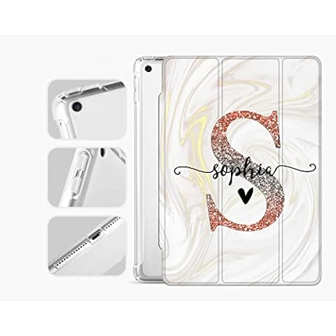 Personalised Rose Gold Marble Name Smart Flip iPad Case For Apple iPad 10.2?, Design 2, iPad 10.2" (2021) (9th Gen) Cover