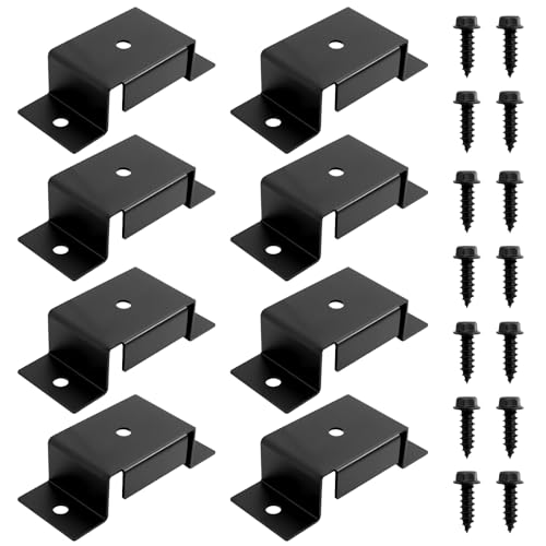 SALUINOKI 8 Pack Trailer Stake Pockets for 2x4 Wood Steel Utility Trailer Pocket Stakes Heavy Duty for Lumber Black