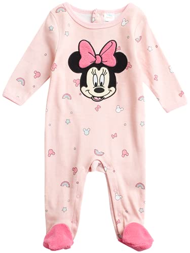 Image of Disney Newborn Baby Girls' Minnie Mouse Bodysuit - Layette Footie Romper Coveralls (0-9M)
