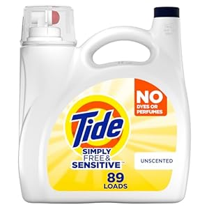 Tide Simply Liquid Laundry Detergent, Free & Sensitive, 117 oz, 89 Loads