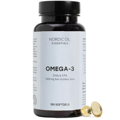 Omega 3 100 Kapseln 1220 mg | DHA & EPA Omega 3 Fettsäuren hohe Bioverfügbarkeit | hochdosiert natürliches Fischöl zur kognitiven & kardiovaskulären Unterstützung | Nordic Oil