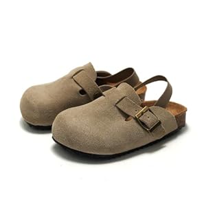 Suede Clogs for Girls Boys Unisex Toddler Slippers Slip-on Kids Shoes Indoor Outdoor Cute Sandals Classic Cork Adjustable Buckle