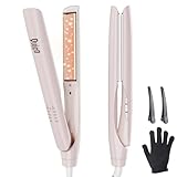 Quico Upgrade Hair Straightener, 100-240V Dual Voltage Travel Hair Straightener and Curler with 15s Heat Up, Professional Negative Ion Ceramic Flat Iron for Less Frizz, 5 Temp & Auto Shut-Off, Pink