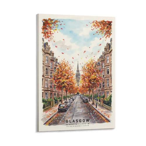 Poster Glasgow aquarelle vintage 40x60 cm pour decoration murale