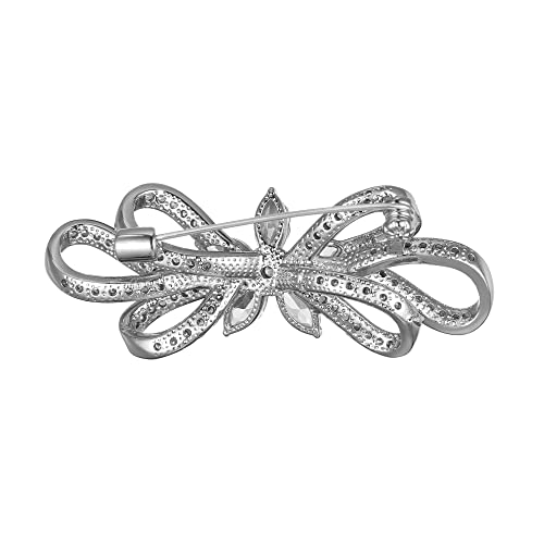 Image of BriLove Wedding Bridal Brooch Pin for Women Fashion CZ Marquise Crystals Rhinestones Flower Brooches