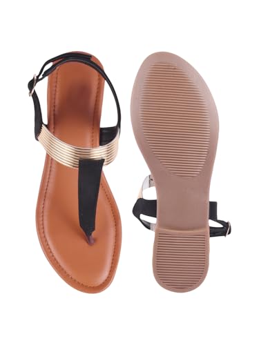Image of SilverArrow womens Mcoom Flat Sandal | Fashion Sandal with Strap Buckle Closure|Suitable for Casual Outfit