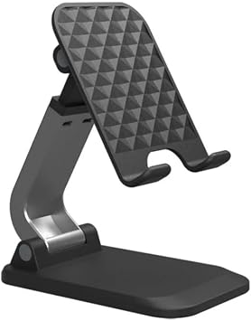 Coverzone Foldable Stand Business Model ABS+Silicone Material Tablet Smartphone Stand Desktop Stand Foldable Cell Phone Phone Holder Q7-L (Black)