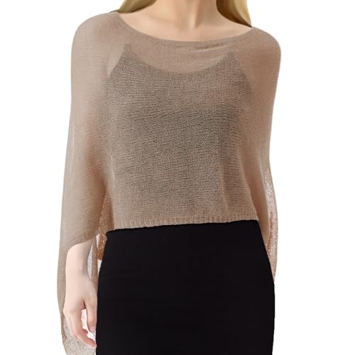 Image of Women Sheer Poncho Shrug Summer Sheer Blouse Top Lightweight Poncho Bolero for Evening Dress