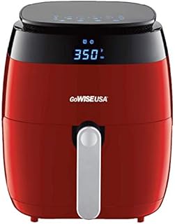 GoWISE USA GW22826-S 5-Quart Air Fryer with 8 Cooking Presets and Duo Display + 100 Recipes, 5.0-Qt, Red