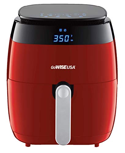 Image of GoWISE USA GW22826-S 5-Quart Air Fryer with 8 Cooking Presets and Duo Display + 100 Recipes, 5.0-Qt, Red