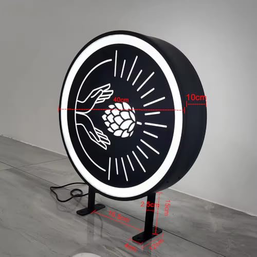 Custom LED Double Sided Light Box, Personalized Round LED Signs Outdoor Lightbox, Illuminated Billboard Advertising Light Box for Business, Cafe, Bar, Hotel Logo Sign(Round)