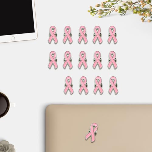 Image of 10 /30 /50 /100 /200 Pack Pink Ribbon Breast Cancer Awareness Lapel Pins Bulk for Public Events, Charity
