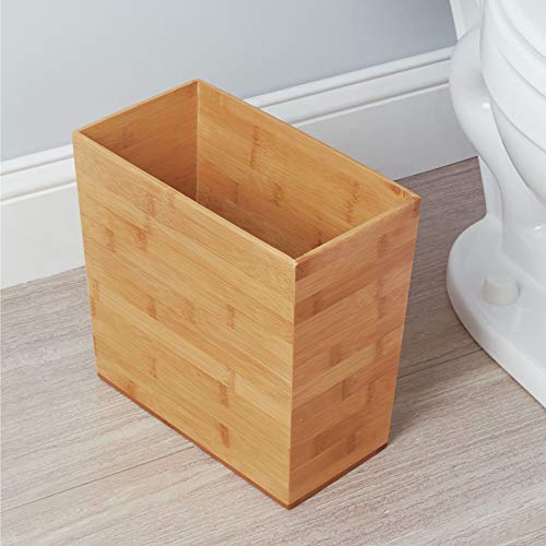 iDesign Rectangular Bamboo Waste Basket, The Formbu Collection – 10.5" x 5.75" x 10”, Natural Wood Finish - Image 3