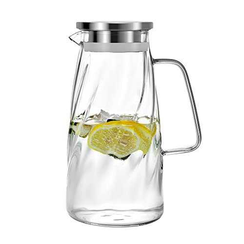 Vzaahu Pichet en verre avec couvercle Carafe 1,7 l...