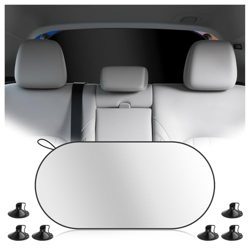 39.37x19.76 Back Window Sun Shades for Car Foldable Rear Window Sun Shade with 6PCS Suction Cups Portable Car Windows Shades for Rear Windshield to Lower Interior Temperature