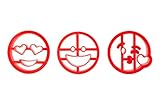 3-Pack Classic Emoji Cookie Cutters | Heart Eyes, Smile Face, Kiss Face | Classic Edition