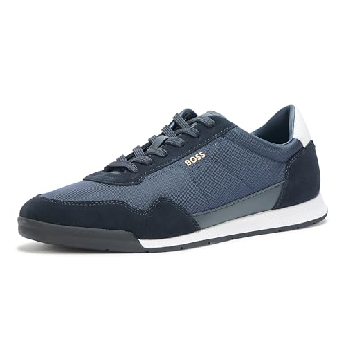 Image of BOSS Men's Titanium Low Profile Leather Sneaker | Casual Shoes