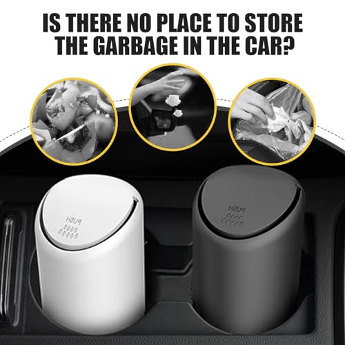 Image of 1 PC Car Trash Can, 6.2 inch x 2.5 inch Isolate Odors and Keep Fresh Air Debris Storage Bucket with Lid, Silicone + ABS Detachable Washable Portable Noiseless Storage Box, Universal for Cars (Black)