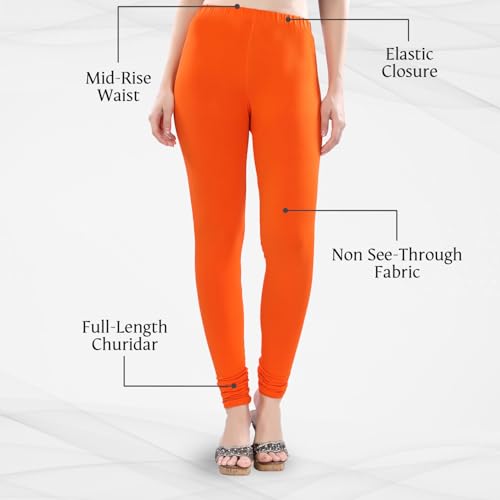 Image of TRASA Ultra Soft Cotton 4 Way Stretchable Churidar Solid Regular and Plus 20 Colours Leggings for Womens and Girls -Sizes :-M, L, XL, 2XL, 3XL, 4XL, 5XL, 6XL