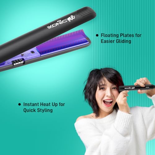 Ikonic Mini Hair Straightener,Slim Ceramic Mini Floating Plates, Ideal for Small Hair and Bangs, Quick Styling, Light-weight and travel friendly, Instant Heat Technology,Black &... - Image 3