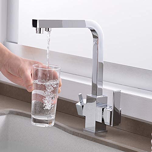 Robinet de cuisine chrome mitigeur évier filtré 3 voies avec bec pivotant 360