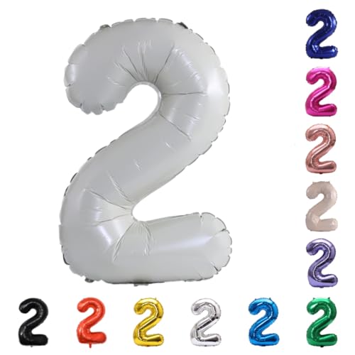 Image of YPSelected 32 Inch Large Foil Helium Number Balloon Birthday Wedding Party 0-9 (Ivory, 2)