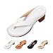 INGKE Women's Solid Color Summer Chunky Heel Sandals, Breathable mesh and leather sandals for Women (White,12)