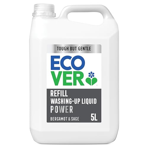 Ecover Power Washing Up Liquid Refill, Bergamot & Sage Scent, 5L
