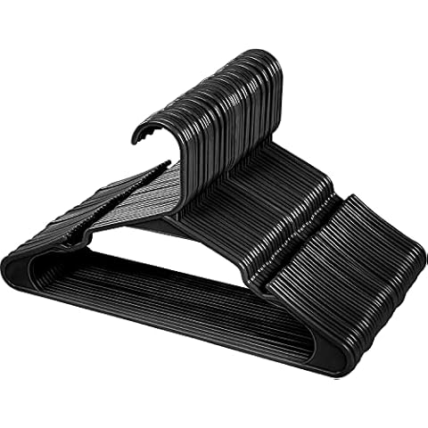 Utopia Home Clothes Hangers with grooves (50 Pack) 16.14"/41cm wide, Heavy duty Plastic hangers for Coat, Suit, Shirts, Trouser - Durable, Slim & Space Saving Hangers for wardrobes (Black) Cover