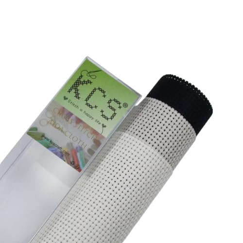 Image of KCS 3 pc of 15 inch x 18 inch(38cmx45cm) 11 Count Cross Stitch Cotton Aida Cloth Needlework Rolled Fabric Box,11CT,Antique White+Pearl Grey+Black